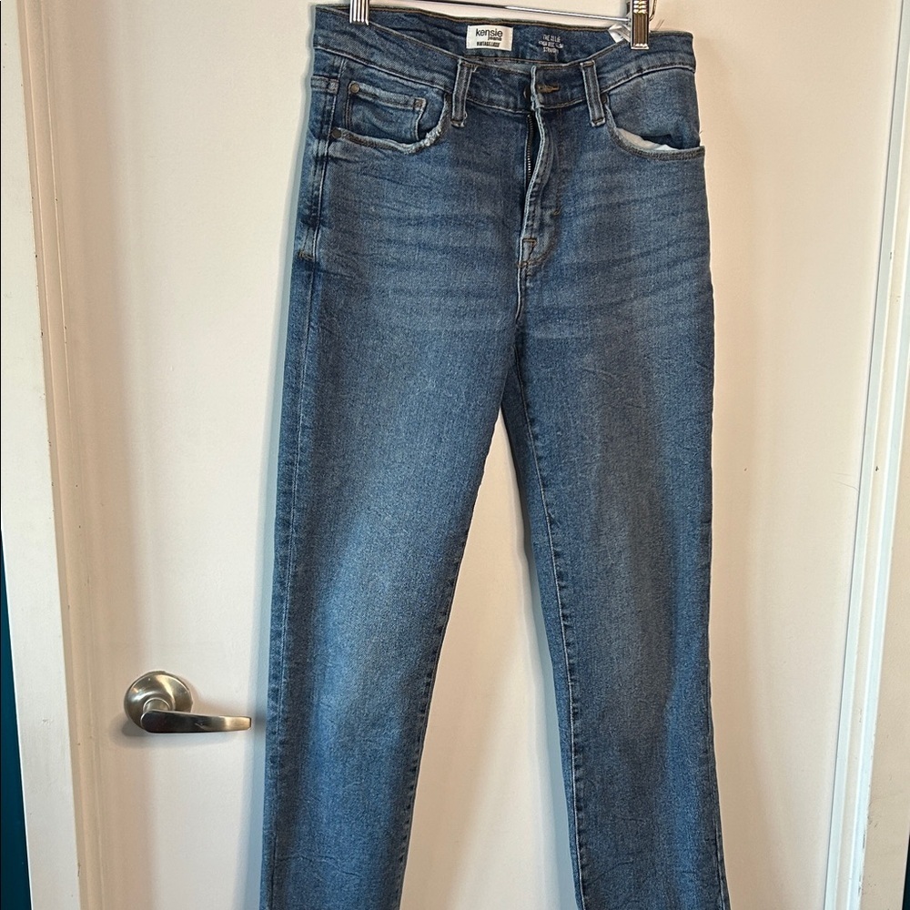 Kensie  Straight Leg Jeans Raw Hem Medium Wash Size 6 / 28